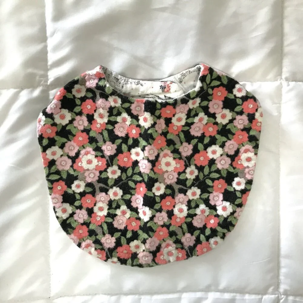6/$25 Reversible Cotton Bib Floral Wildlife Child
